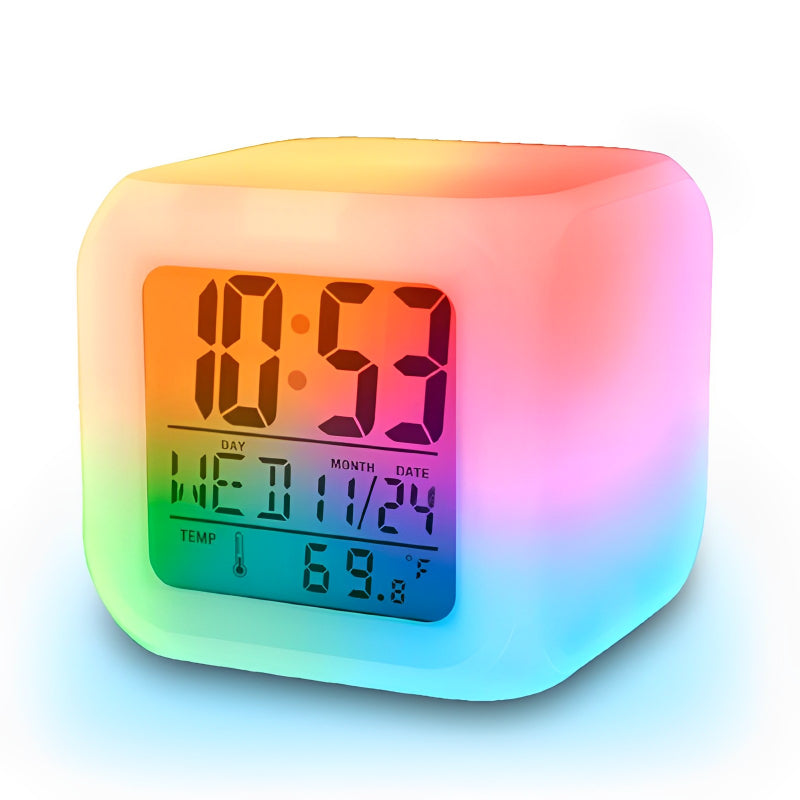 Multi-Functional Dice Shape LED Lighting Color Changing Digital Table Clock