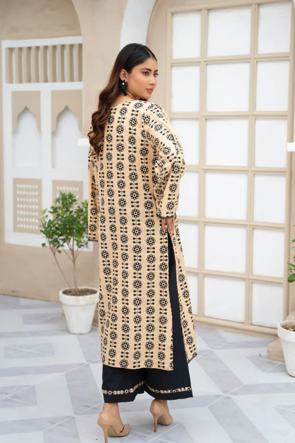 2pcs Printed Stitched Suit Stone Winter Linen Suit Winter Collection