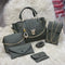 5 Pcs Women’s Pu Leather Plain Long Strap Hand Bag Wallet Set