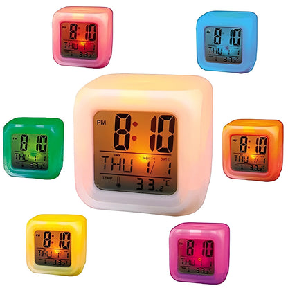 Multi-Functional Dice Shape LED Lighting Color Changing Digital Table Clock