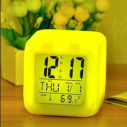 Multi-Functional Dice Shape LED Lighting Color Changing Digital Table Clock