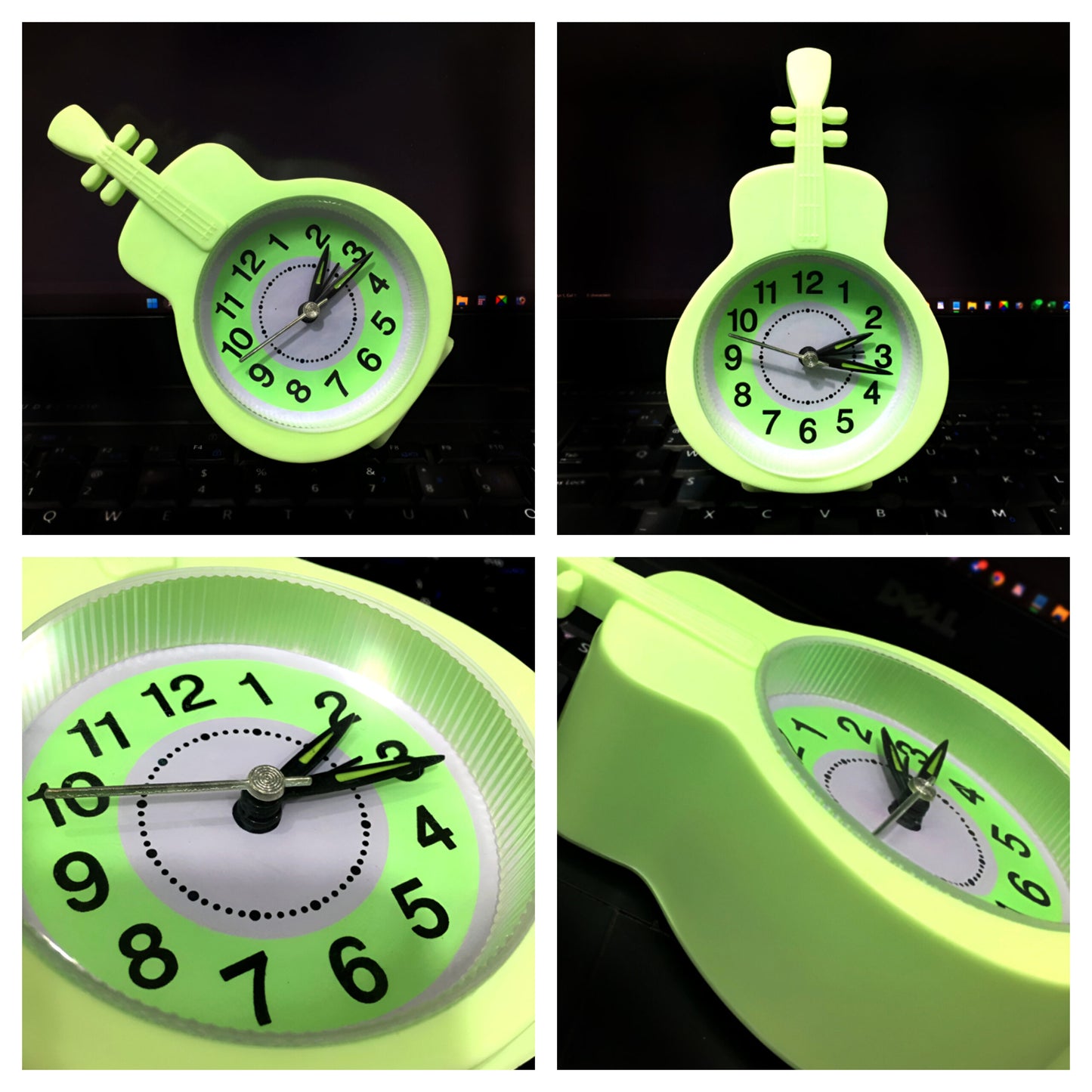 Mini Guitar-Shaped Desk Alarm Clock with Quartz Movement