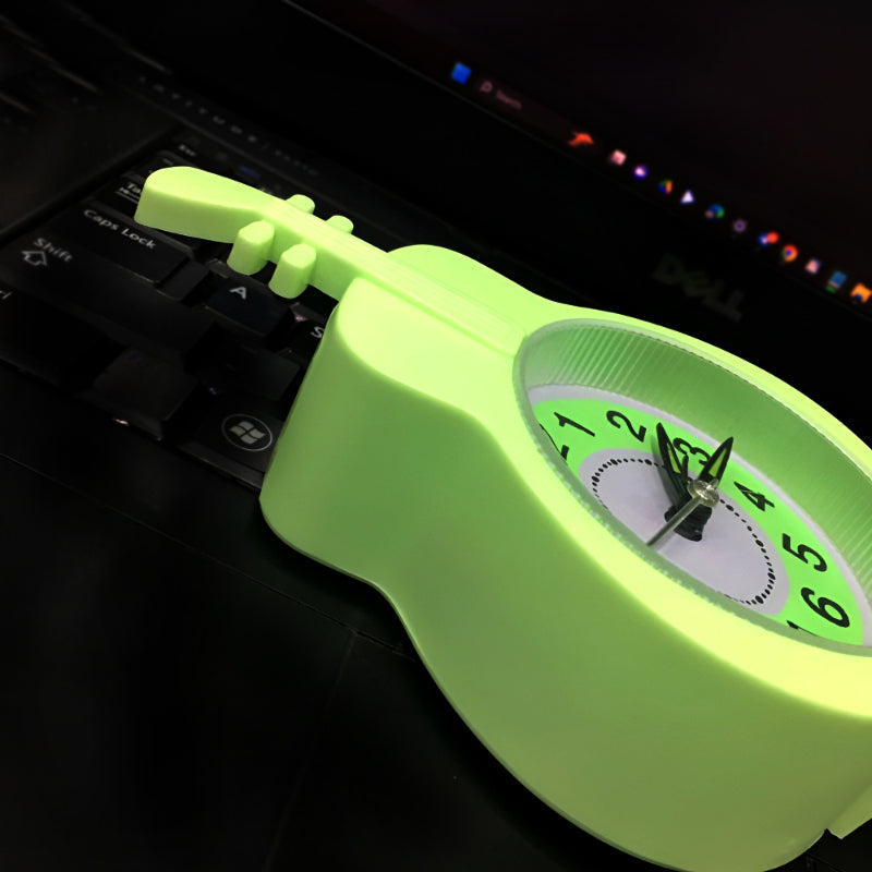 Mini Guitar-Shaped Desk Alarm Clock with Quartz Movement