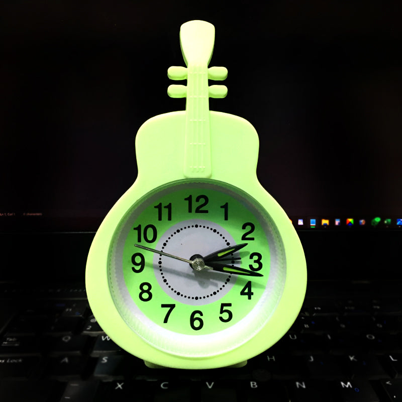 Mini Guitar-Shaped Desk Alarm Clock with Quartz Movement