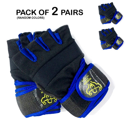 Pack of 2 Pairs Adjustable Wawan Gym Workout Gloves – Comfortable Grip, Durable for Men & Women