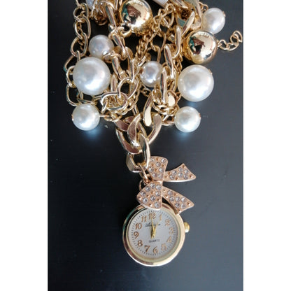 Stylish Luxury Pearls Bracelet Women’s Wrist Watch