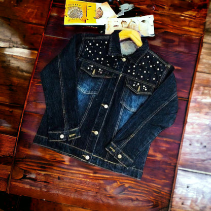 Best-Quality Stylish Pearl-Studded Denim Jacket For Women