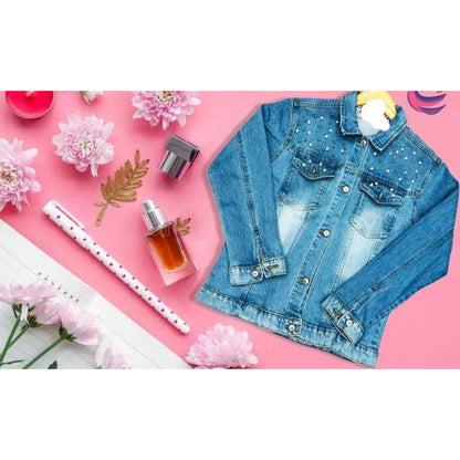 Best-Quality Stylish Pearl-Studded Denim Jacket For Women