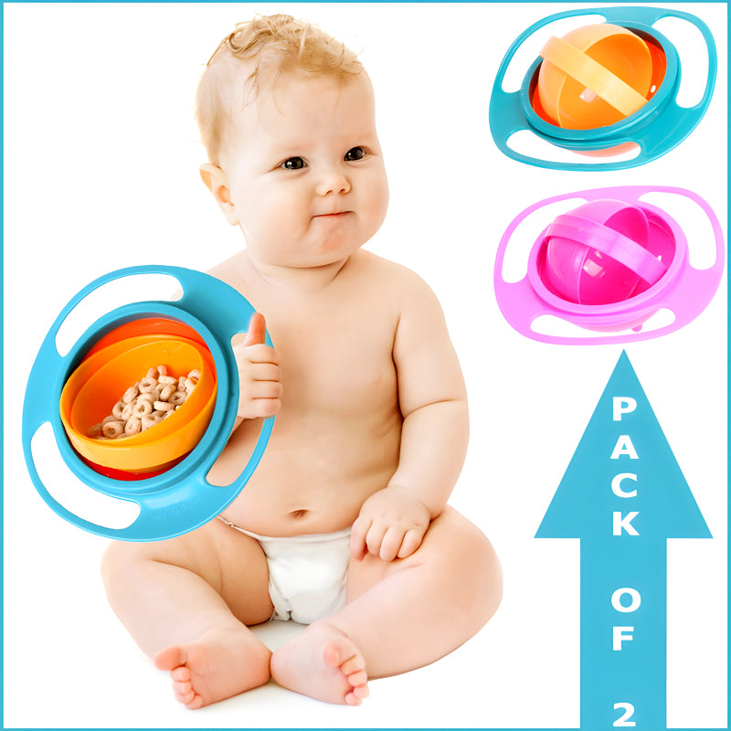 Universal Gyro Bowls: 360° Rotate Spill-Proof Baby Feeding Dish Tableware