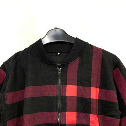 Men’s Stylish Classic Check Print Fleece Zipper Jacket For Casual Winter Wear