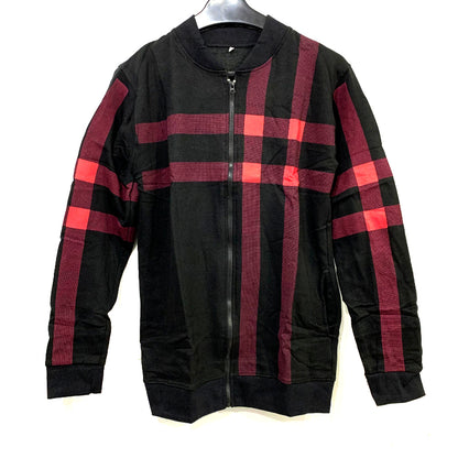 Men’s Stylish Classic Check Print Fleece Zipper Jacket For Casual Winter Wear