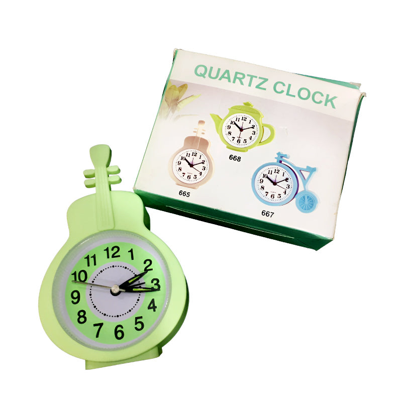 Mini Guitar-Shaped Desk Alarm Clock with Quartz Movement