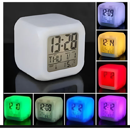 Multi-Functional Dice Shape LED Lighting Color Changing Digital Table Clock