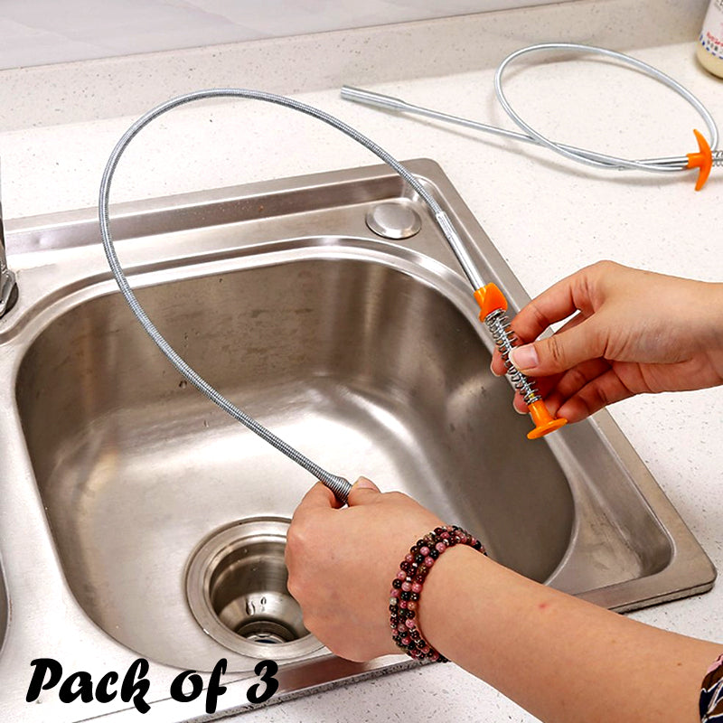 Pack of 3 Pcs Flexible Hand-Pinch Sewer Picker With Pressable Garbage Clip For Efficient Dredging