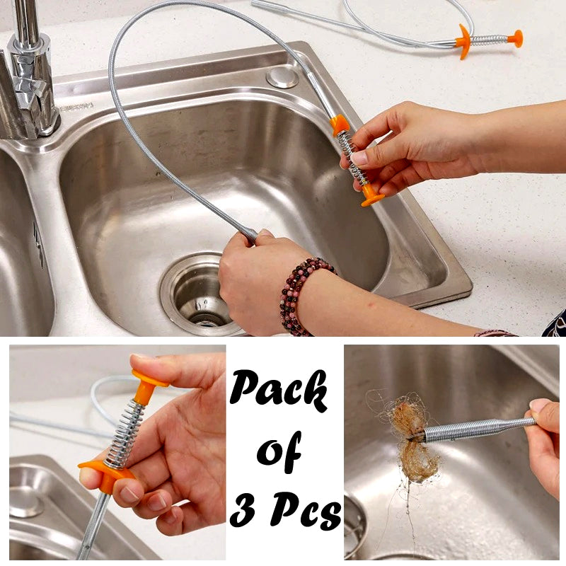 Pack of 3 Pcs Flexible Hand-Pinch Sewer Picker With Pressable Garbage Clip For Efficient Dredging