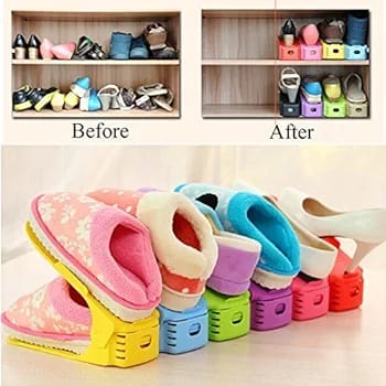 Double Layer Adjustable Shoe Bracket Storage Shoe Rack | 2 In 1 Foldable Shoe Holder Space Saving (random Color)