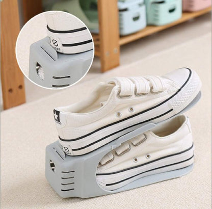 Double Layer Adjustable Shoe Bracket Storage Shoe Rack | 2 In 1 Foldable Shoe Holder Space Saving (random Color)