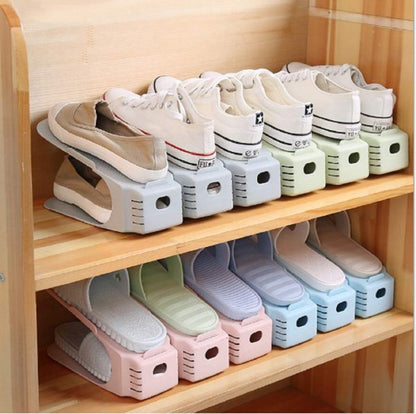 Double Layer Adjustable Shoe Bracket Storage Shoe Rack | 2 In 1 Foldable Shoe Holder Space Saving (random Color)