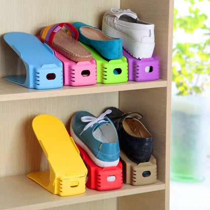 Double Layer Adjustable Shoe Bracket Storage Shoe Rack | 2 In 1 Foldable Shoe Holder Space Saving (random Color)