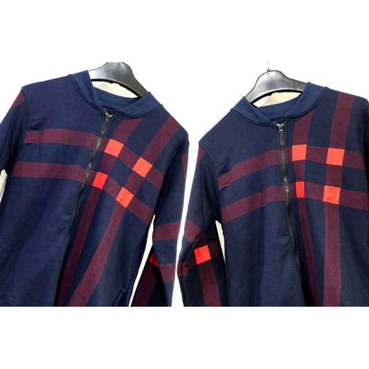 Men’s Stylish Classic Check Print Fleece Zipper Jacket For Casual Winter Wear