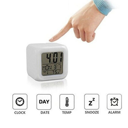 Multi-Functional Dice Shape LED Lighting Color Changing Digital Table Clock