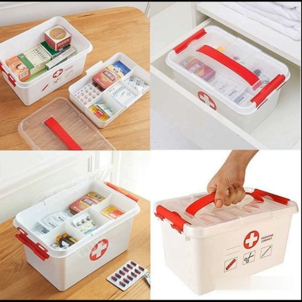 First Aid Kit Box Home Medicine Storage Box Plastic Pill Case Large Capacity Medical Organizer Container