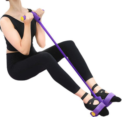 Foot Pedal Resistance Band Elastic Sit-up Pull Rope Yoga Fitness Gym – Elastic Pull Ropes Tummy Trimmer (random Colors)