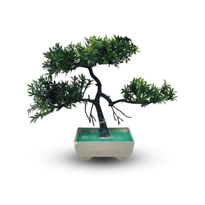 Green Artificial Bonsai Tree ( 1 Piece )– Plastic Bonsai Tree Room Decor For Home, Office & Bedroom | Best Artificial Pot