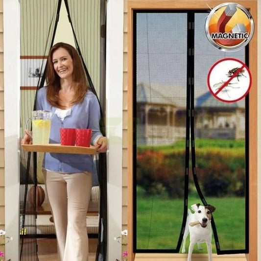 Magic Mesh Deluxe- Hands Free Magnetic Screen Door, Mesh Curtain Keeps Bugs Out