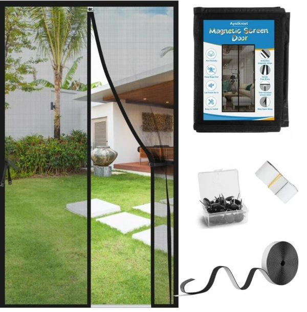 Magic Mesh Deluxe- Hands Free Magnetic Screen Door, Mesh Curtain Keeps Bugs Out