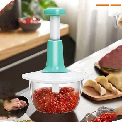 Manual Hand Push Chopper | Multi-functional Vegetable Meat Grinder, Grater, Chopper – 1.5 Liter