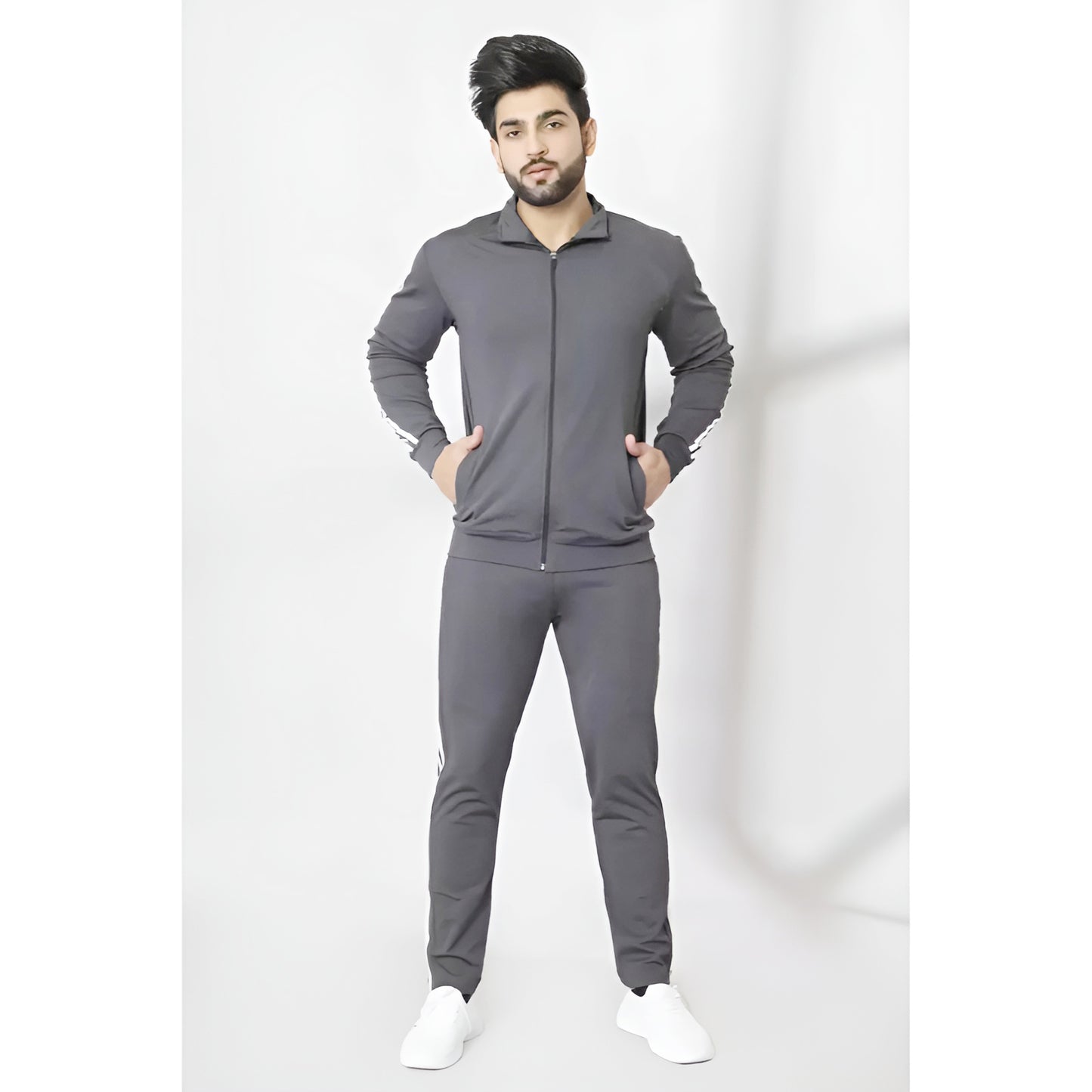 Men’s Trendy Three-Stripes Best Quality Full-Sleeve Tracksuit