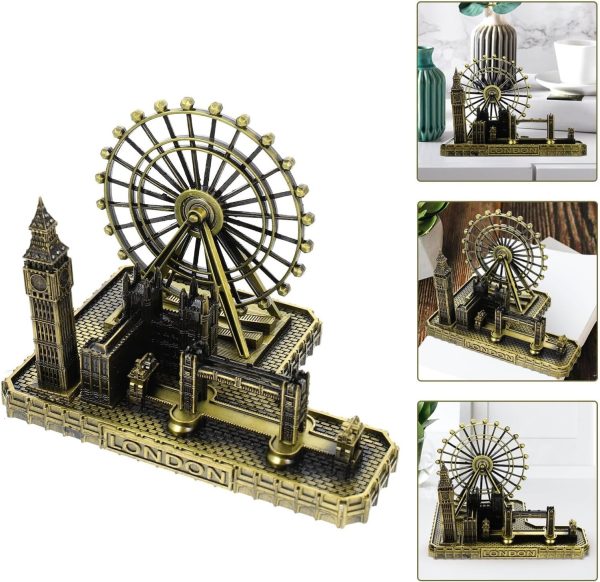 Metallic London Complete Model / Retro City Figures London Eye Big Ben Tower Bridge Uk Desktop Decoration