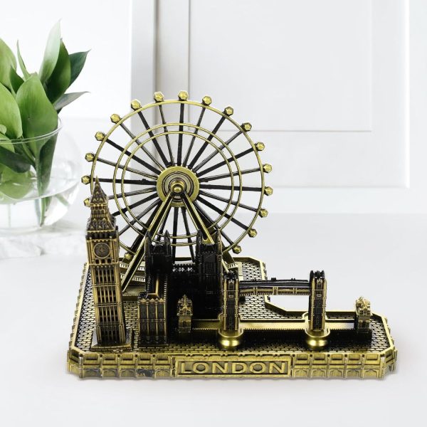 Metallic London Complete Model / Retro City Figures London Eye Big Ben Tower Bridge Uk Desktop Decoration