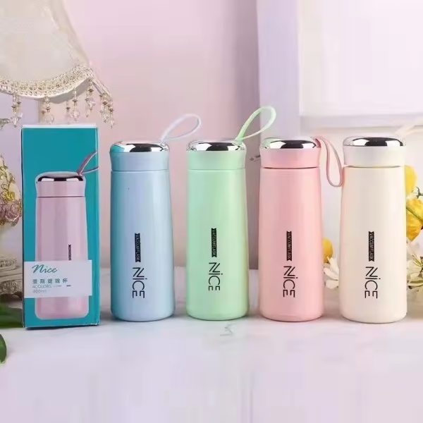 Nice Glass Bottle Water Mini Flask Bottle With Vaccum Flask And Loop Temperature Resistant, 400ml