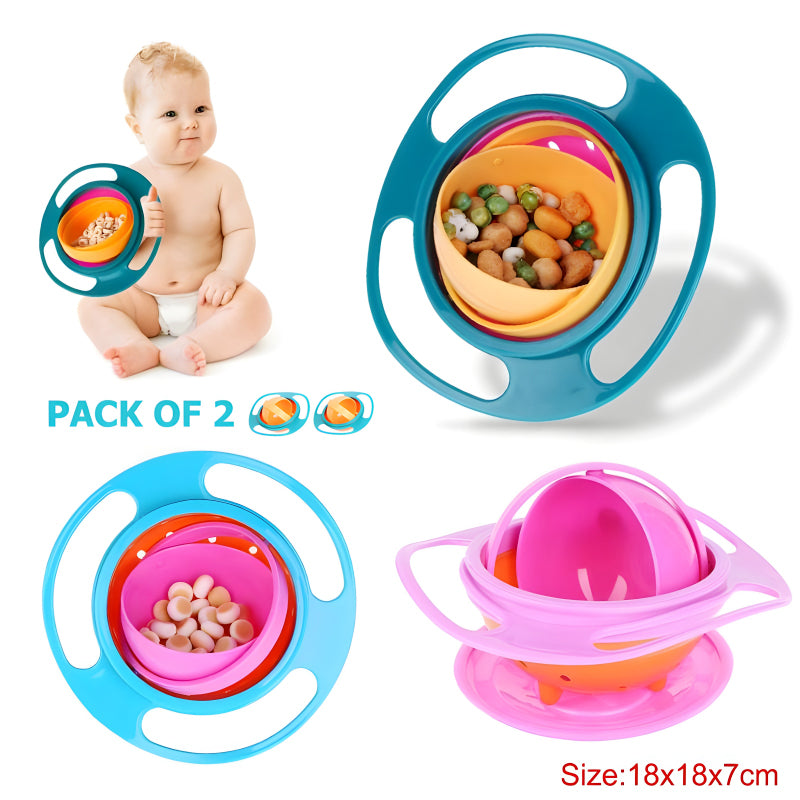 Universal Gyro Bowls: 360° Rotate Spill-Proof Baby Feeding Dish Tableware