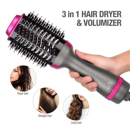 One Step Hot Air Brush (dryer + Styler) Brush For Fast Drying,straightening,curling