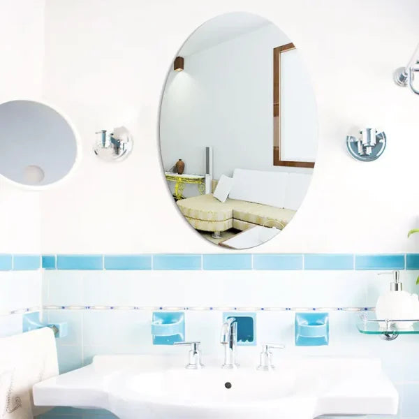 Oval Acrylic Mirror Wall Sticker | Oval Bathroom House Mirror Acrylic Wall Stickers