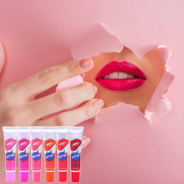 Pack Of 6 High Pigmented Lip Gloss Lipstick Tattoo Peel Off Durable Waterproof Tattoo Lip Gloss Easy Peel Off Lip Gloss