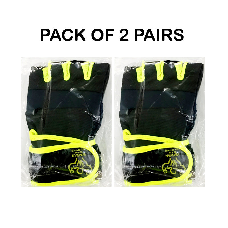 Pack of 2 Pairs Adjustable Wawan Gym Workout Gloves – Comfortable Grip, Durable for Men & Women