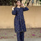 Small Flower Printed Suit Pcs Stitched Suit Stone Winter Linen Suit Winter Collection (blue)