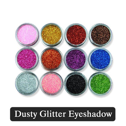 Sparkling Crystal Glitter Powder Eyeshadow ,shiny Shimmer Eyeshade Nail Art Glitter, (12 Pcs )shimmer And Long Lasting Eyeshadow , Easy To Match Your Look Multicolor