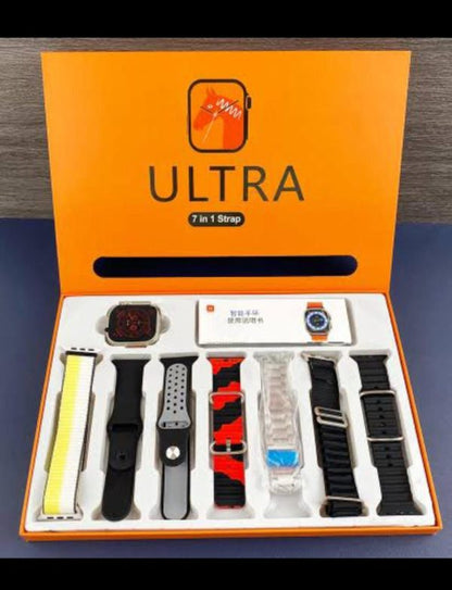 Ultra 7 In 1 Straps 2.1 Inch Hd Screen & Bluetooth Calling Smart Watch With 7 Different Straps