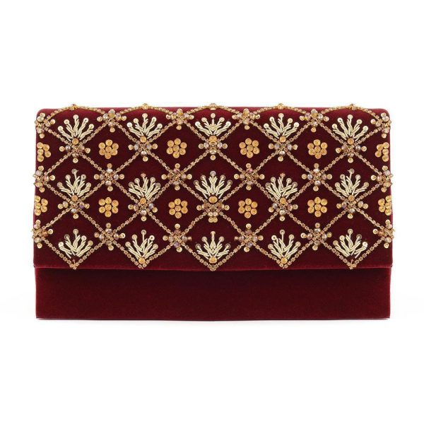 Women’s Velvet Embroidered Fancy Hand Clutch For Women’s